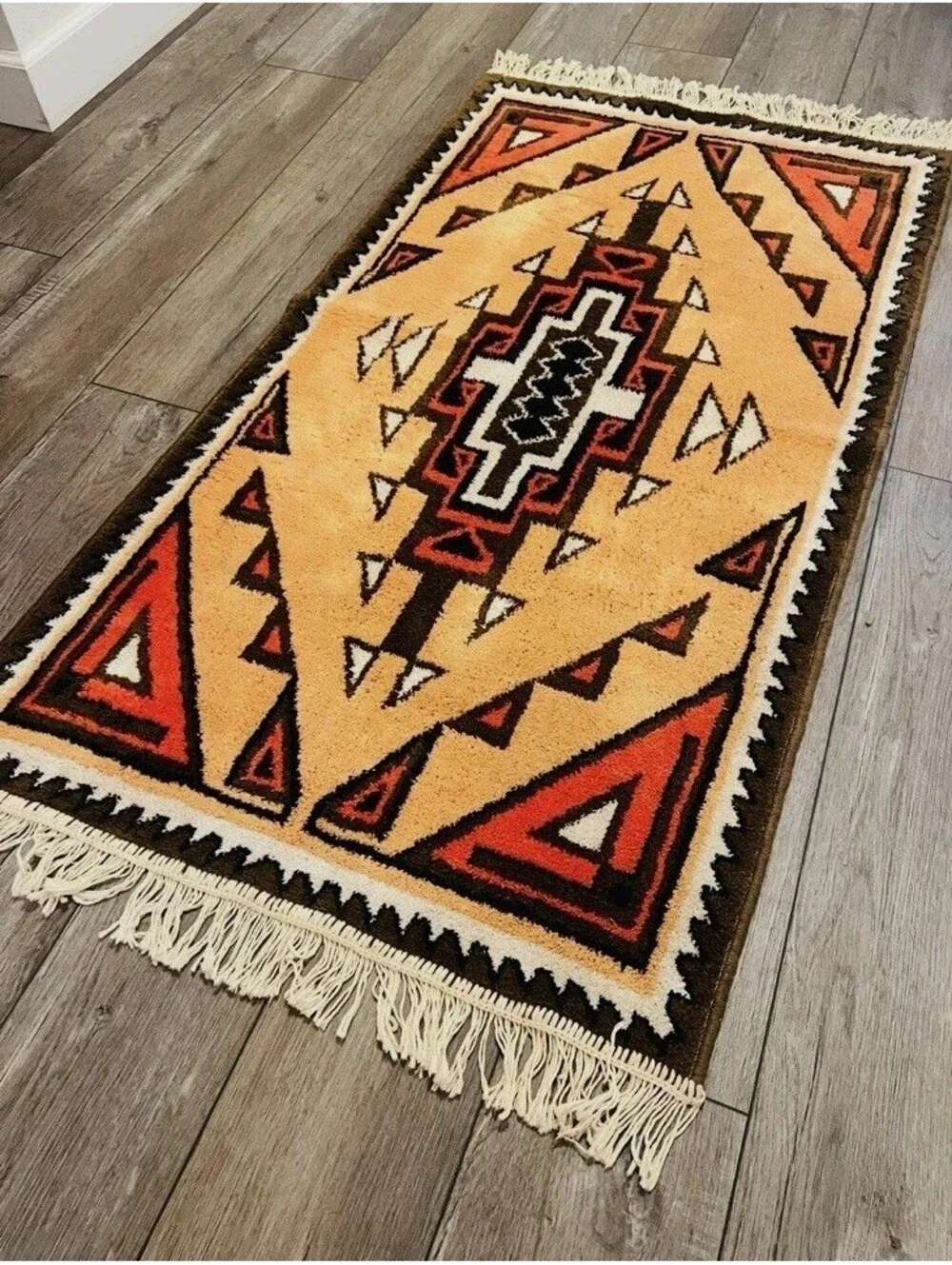 Vintage Native American Navajo Area Rug 57” By 28.5”